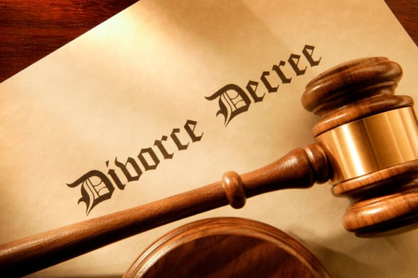gavel on divorce papers